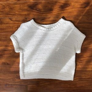 Hand knit sweater made of recycled T-shirts